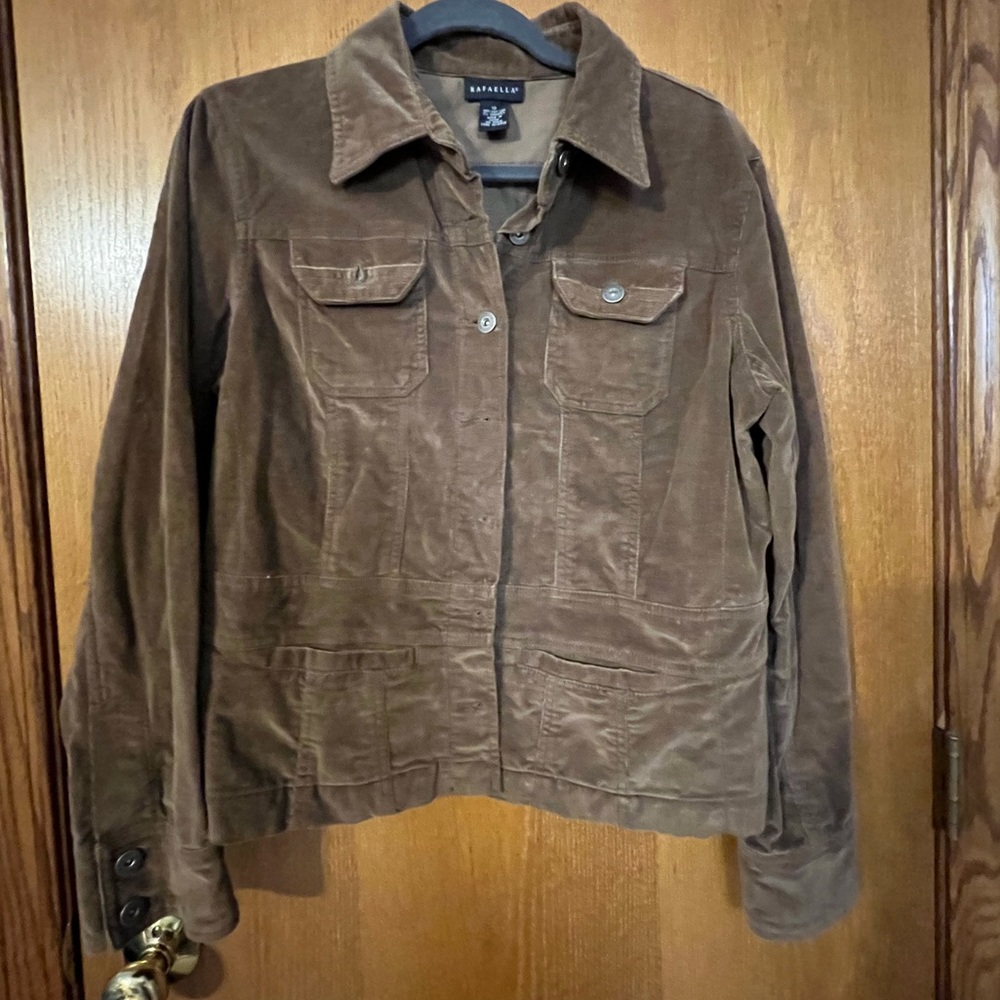 Women’s Rafaella corduroy jacket button brown size 12 EUC
